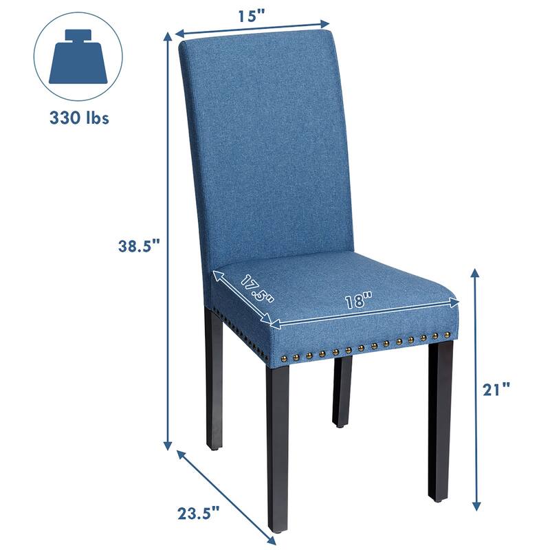 Costway Set of 2 Fabric Dining Chairs Upholstered with Nailhead Trim - See Description