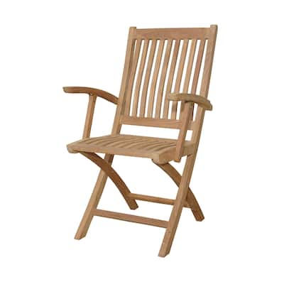 Tropico Teak Outdoor Dining Chair with Arms - Foldable (Set of 2) - N/A