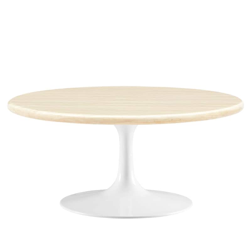 Lippa 36" Round Artificial Travertine Coffee Table
