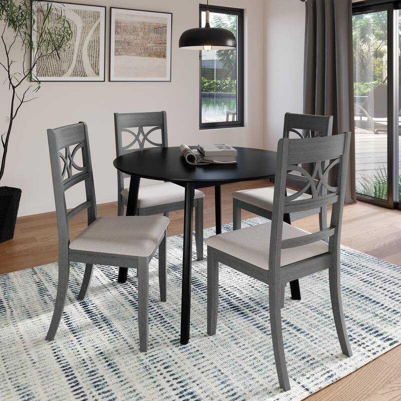 CraftPorch Mid Century Modern 4-Piece Chair and Round Table Dining Set