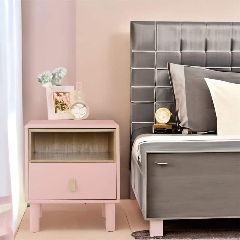 Single Drawer Bedside Table, Modern Wooden Style Bedside Table