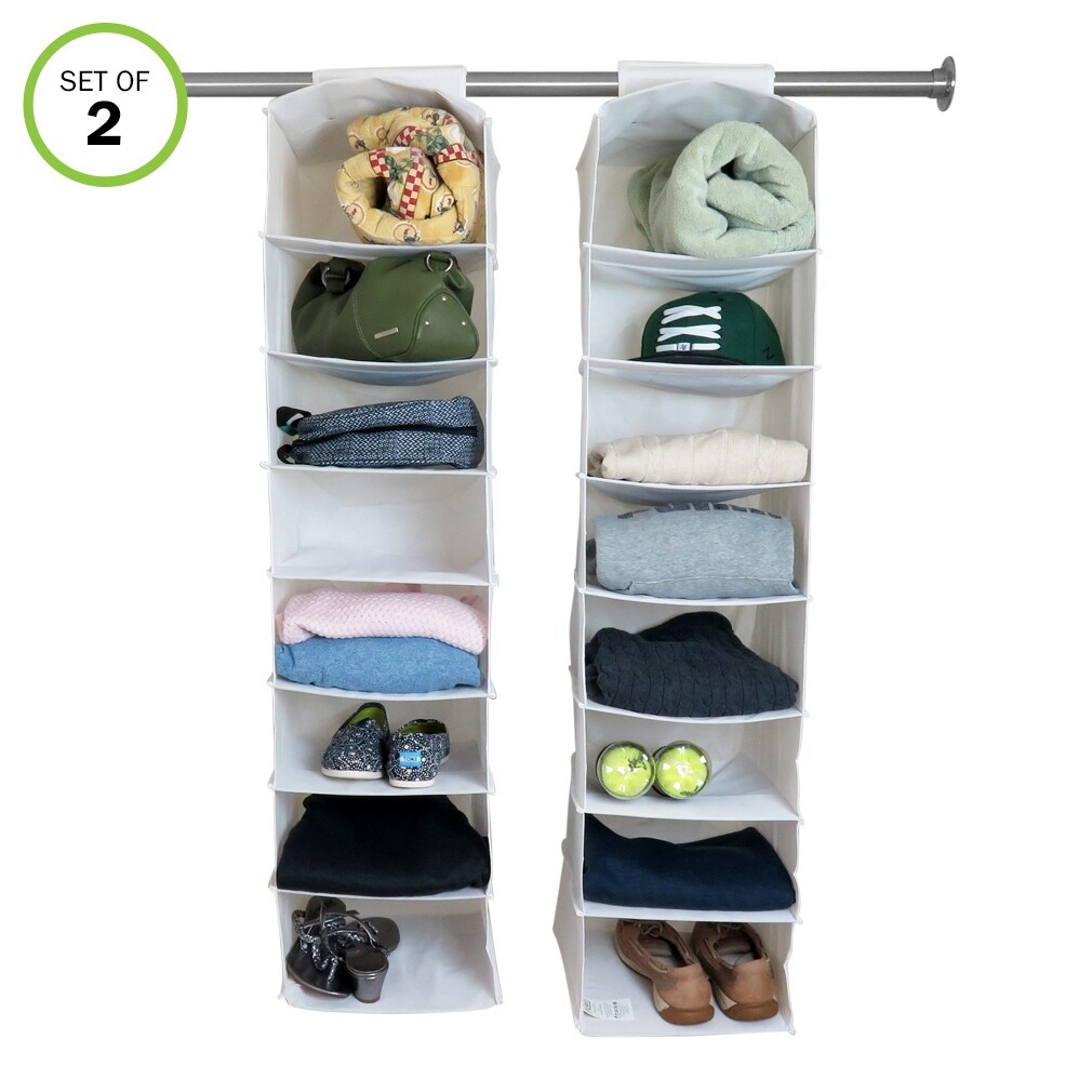 Shop Evelots Hanging Closet Organizer Sweater Shoe Purse 45 Inch Long 8 Shelves Set 2 Set Of 2 Overstock 32080517