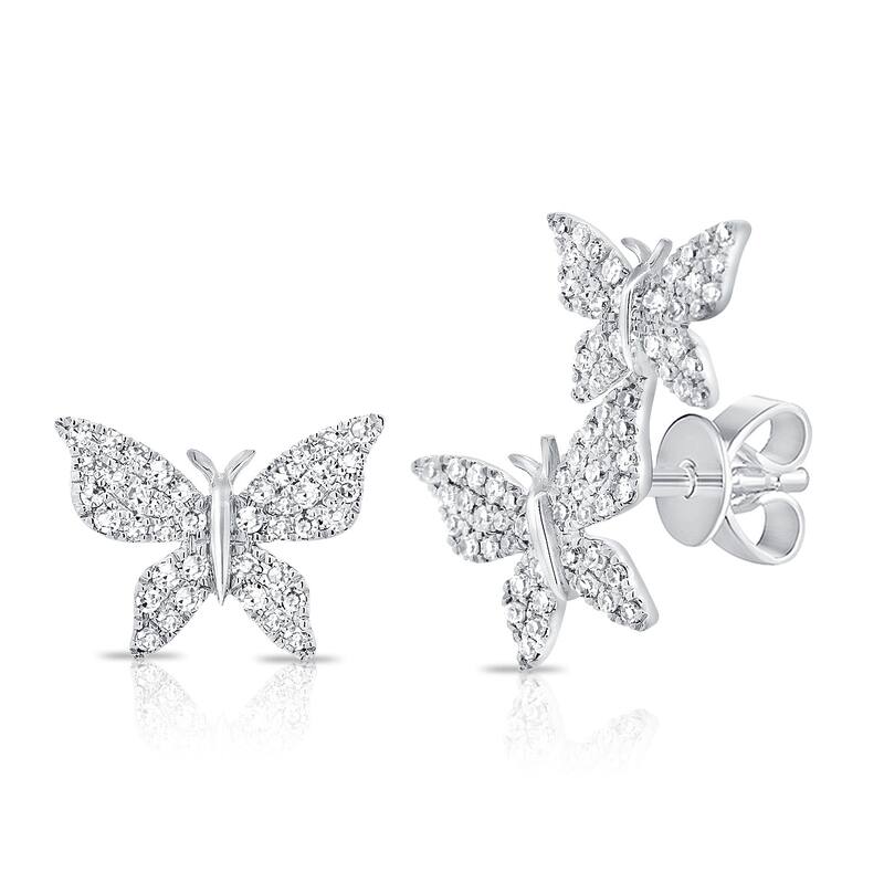 Joelle Collection Diamond Butterfly Studs Earrings 14K Gold 1/3ct TDW - White
