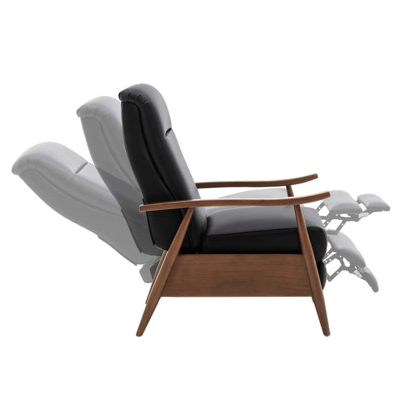 Fordham Top Grain Leather Wood Arm Push Back Recliner by Greyson Living