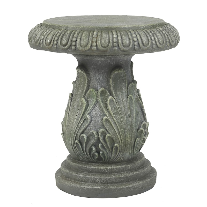 Weathered Green-Grey Cement Outdoor Accent Side Table - 21.7" H x 19.1" Diameter