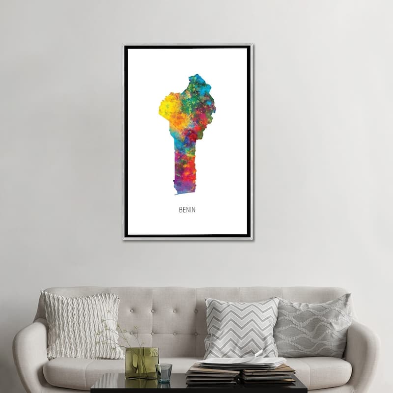 iCanvas "Benin Map" by Michael Tompsett Framed