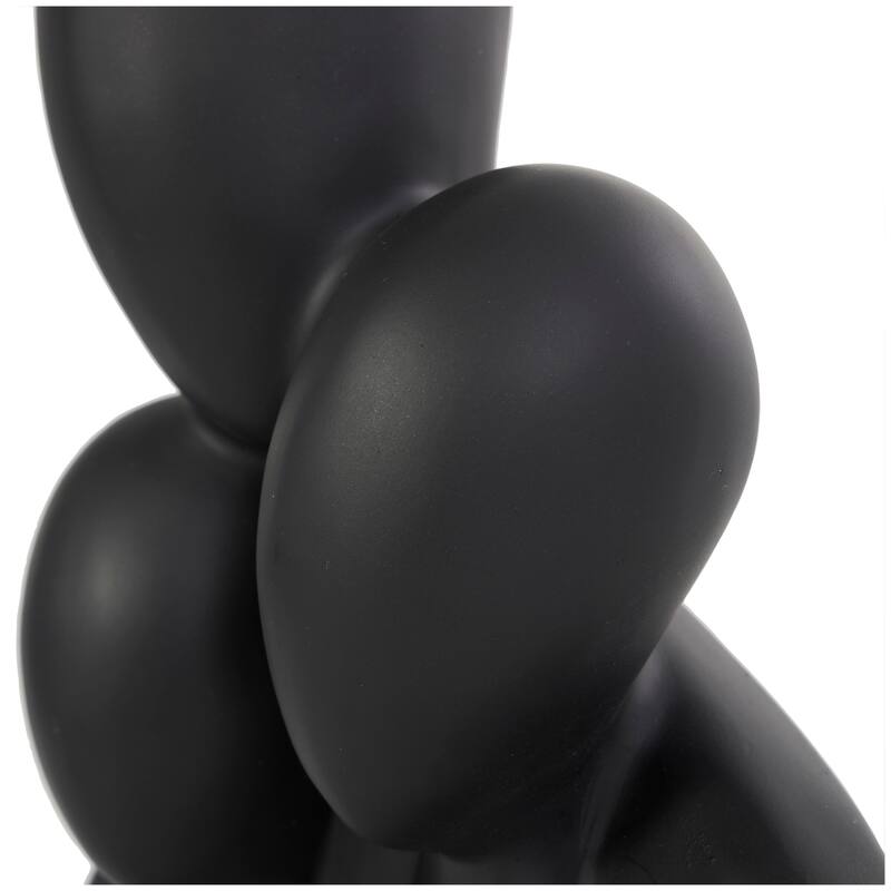 Black Polystone Nesting Family 3 Head People Decorative Sculpture