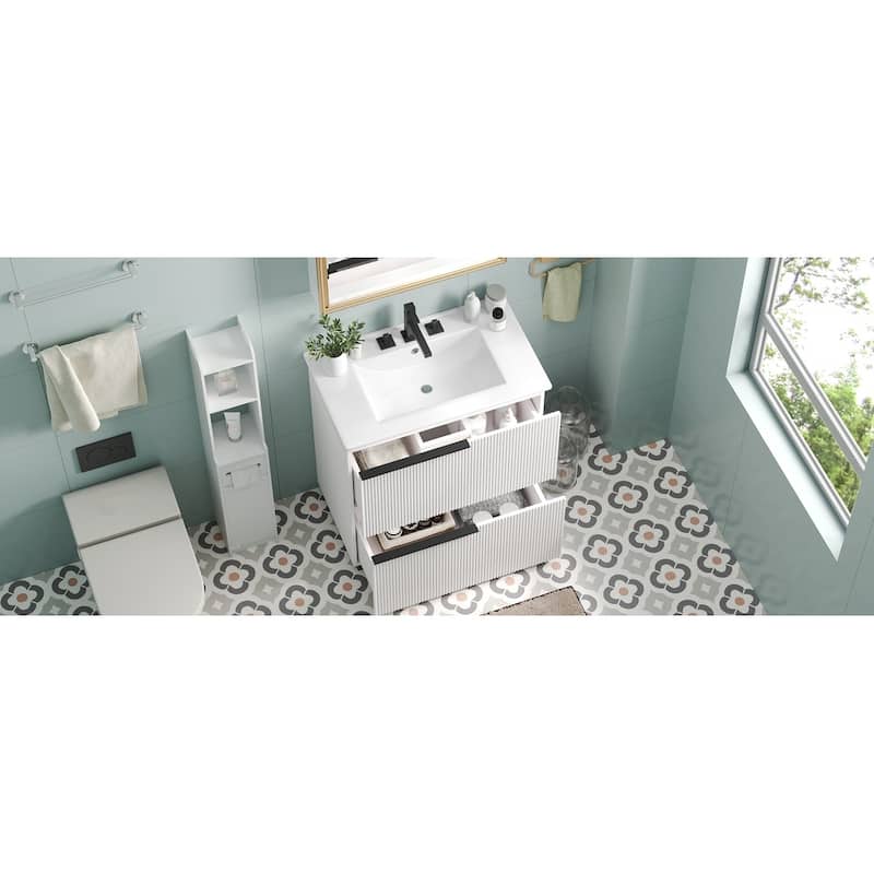Bathroom Vanity with Ceramic Sink and Drawers