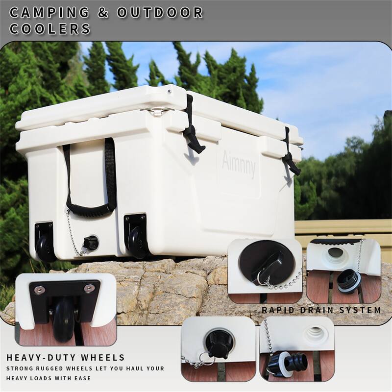 65 Quart Camping Ice Chest Beer Box Outdoor Fishing Cooler W/ Wheels