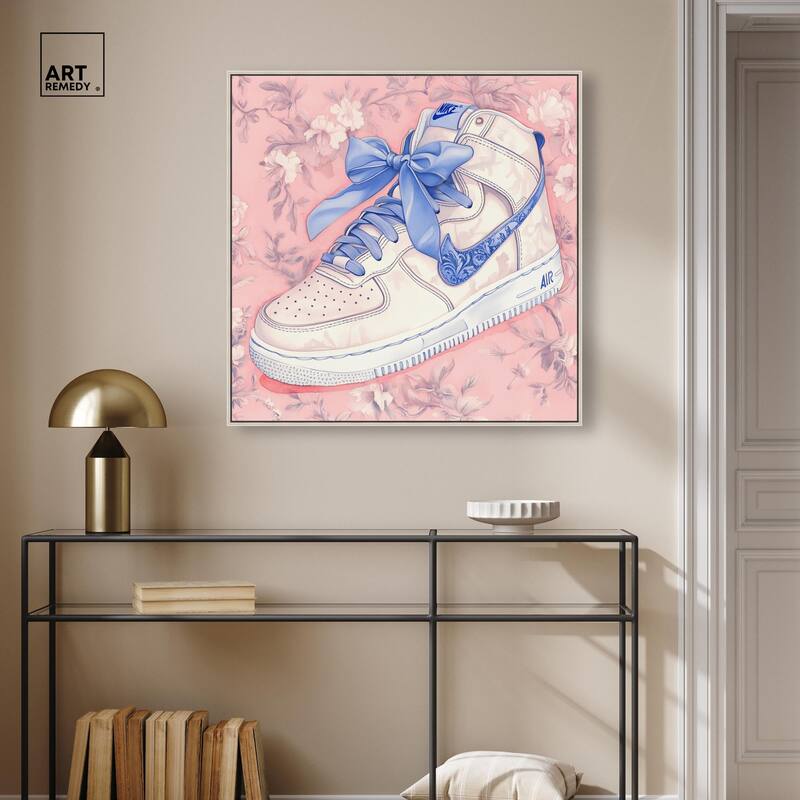 Blue Bow Sneaker Canvas by Art Remedy