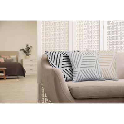 Sevita Gray and White Geometric Striped Throw Pillow