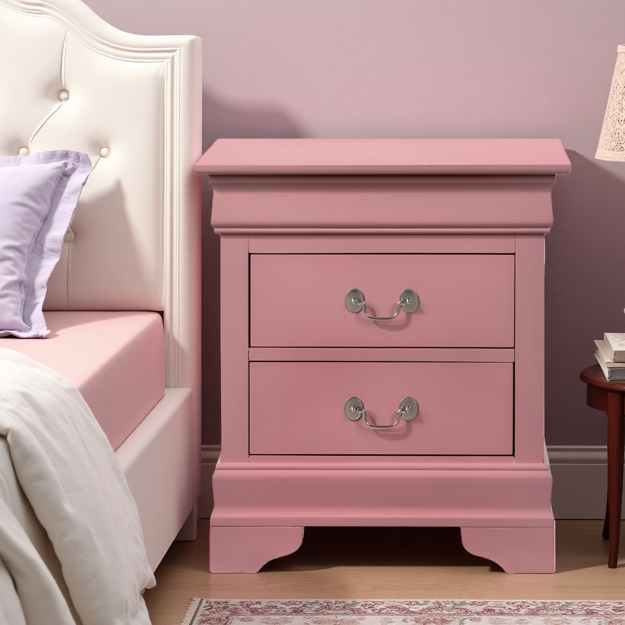 22"L Traditional Nightstand with Sturdy Construction, Elegant Finish and No Assembly Required