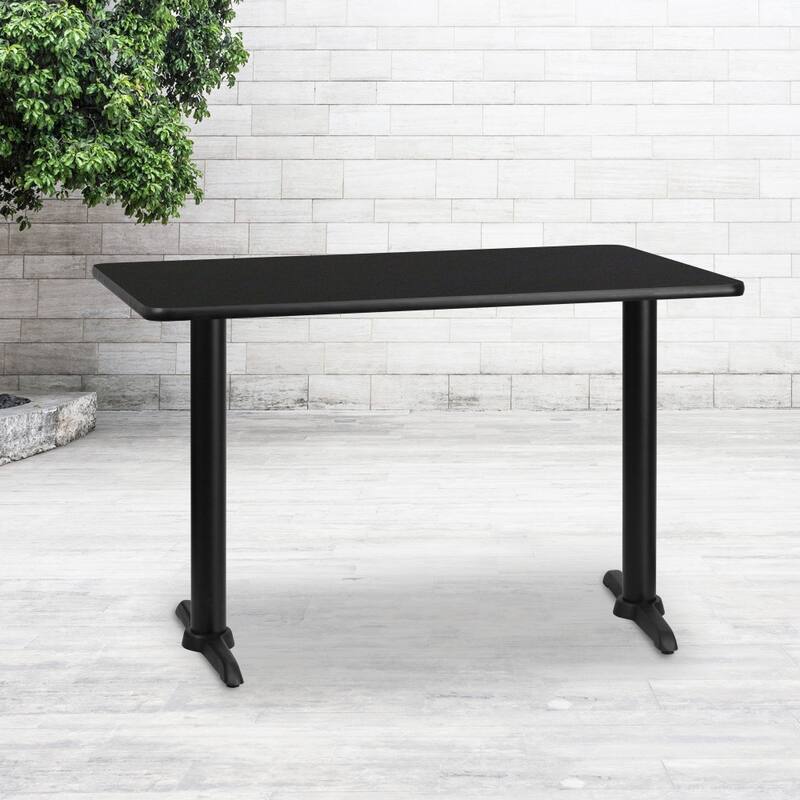 30'' x 48'' Rectangular Laminate Table Top with 5'' x 22'' Table Height Bases - 30"W x 48"D x 31.125"H - 30"W x 48"D x 31.125"H - Black