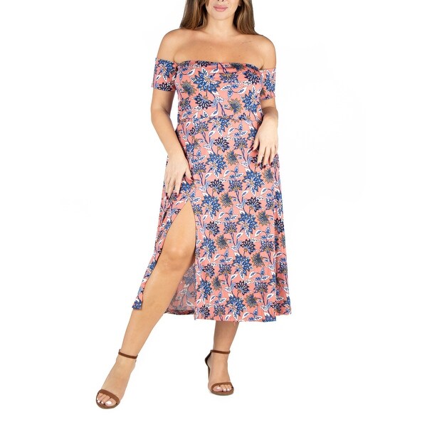 pink off the shoulder dress plus size