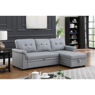 PU Leather Reversible Sleeper Sectional Sofa with Storage Chaise - Bed ...