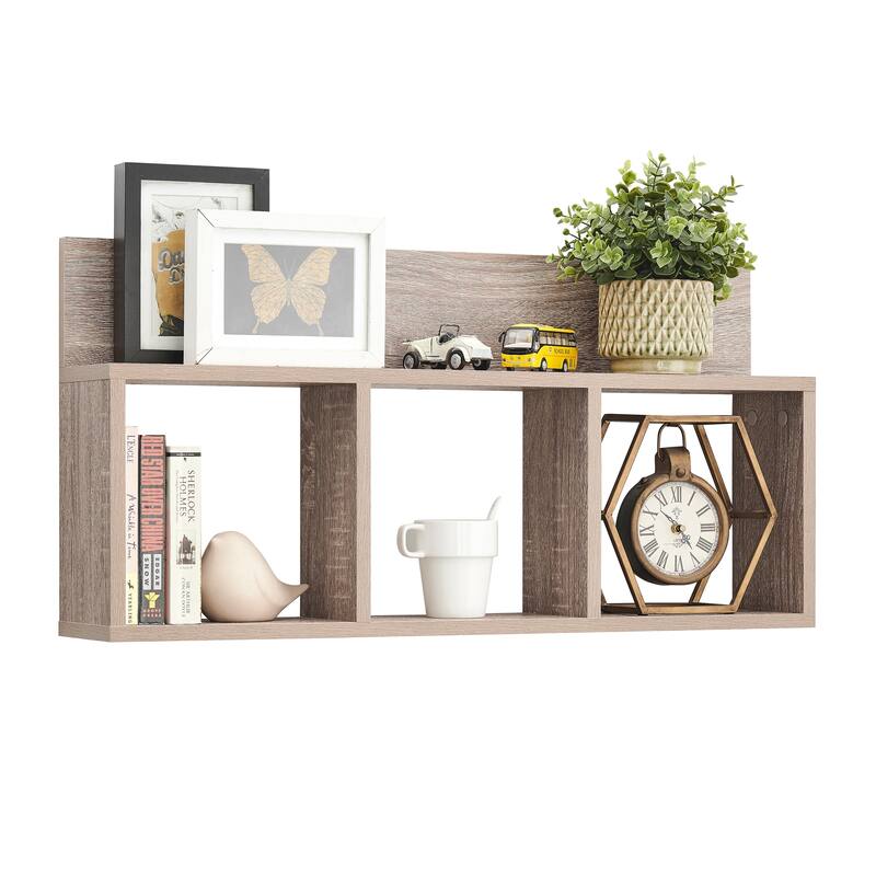 Danya B. Modern 3-Cube Floating Cubby Wall Shelf with Display Ledge