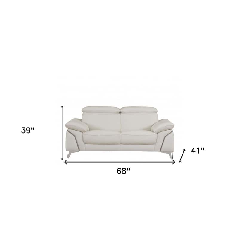 HomeRoots Two Piece Indoor White Italian Leather Five Person Seating Set