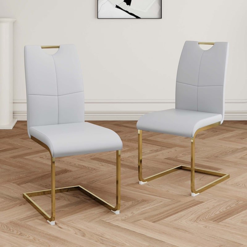 PU dining chair Living room Chair Upholstered chair,Gold Metal Chair Leg(Set of 2)