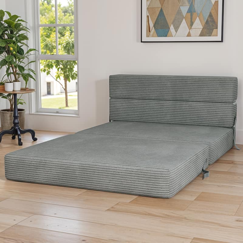Moasis Convertible Folding Sofa Bed, Corduroy Fabric Fold Out Sleeper Chair