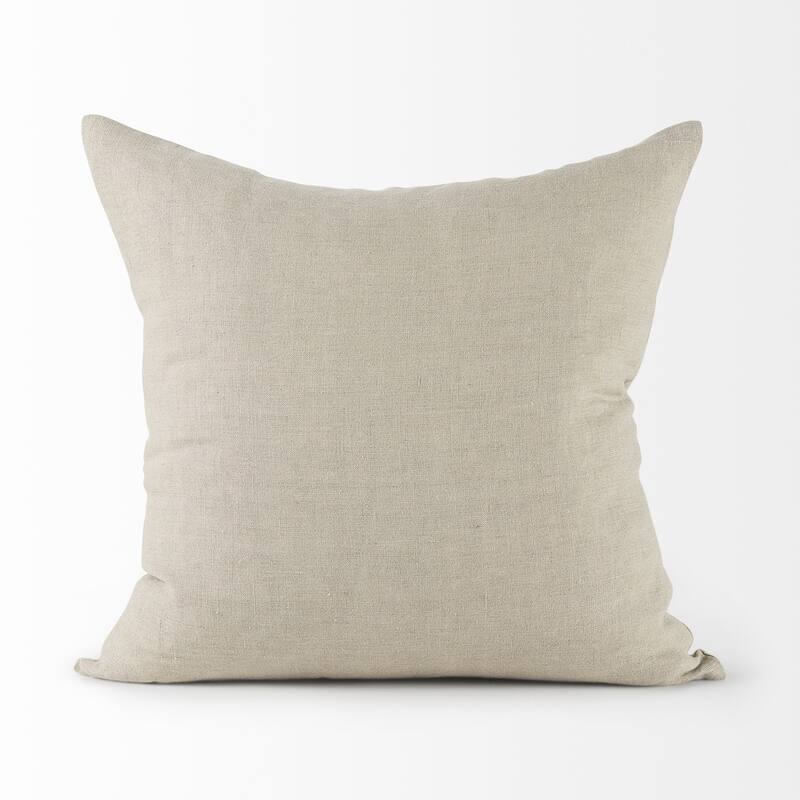 Canvas Beige and White Accent Pillow Cover