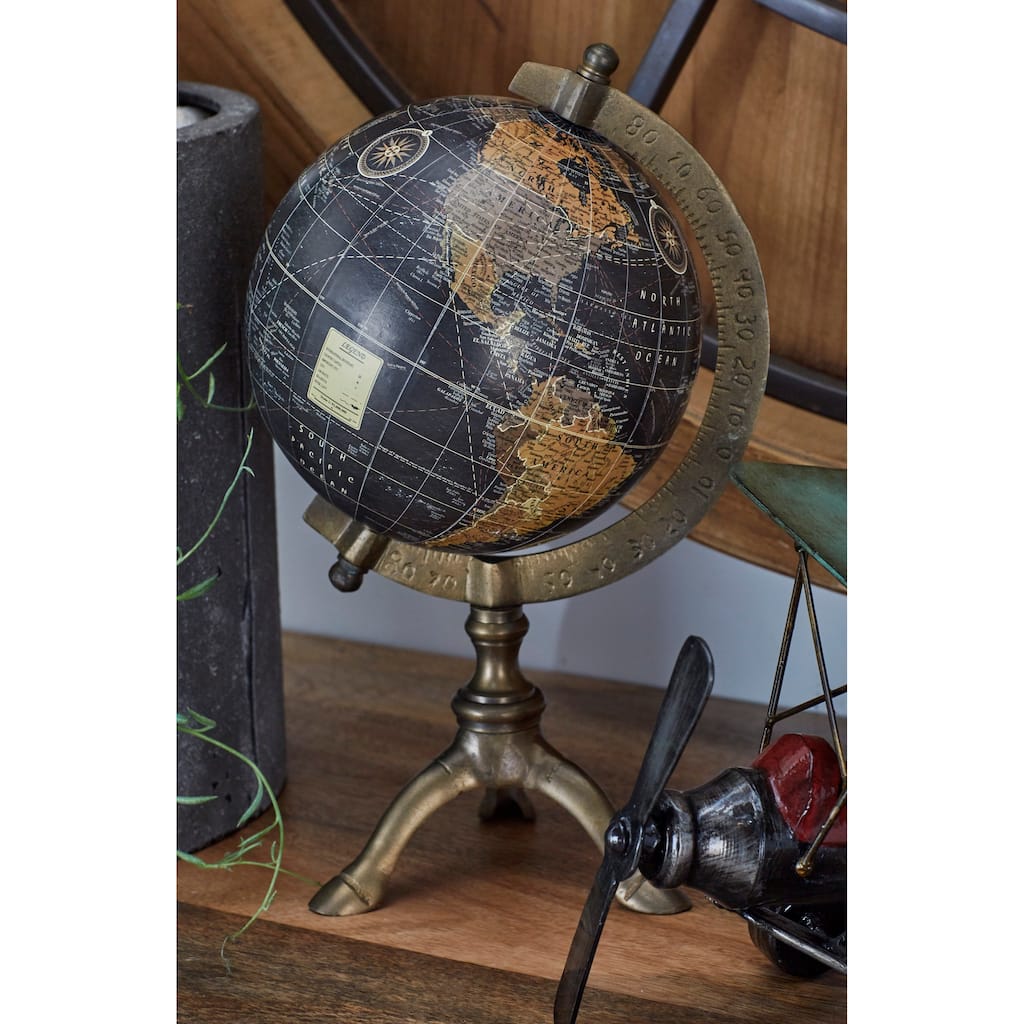 Brown Aluminum Rustic Globe 12 x 7 x 6 - 7 x 6 x 12