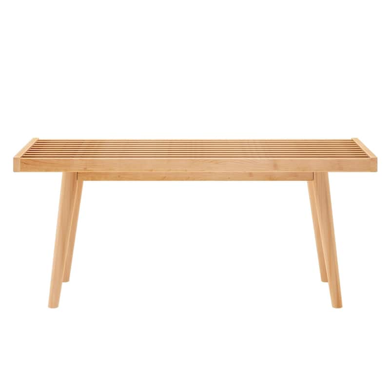 Plank and Beam Mid Century Single Wood Entryway Bench