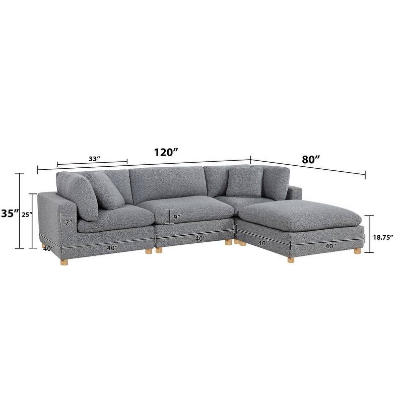 Best Quality Furniture 4-Piece Sectional Boucle Fabric