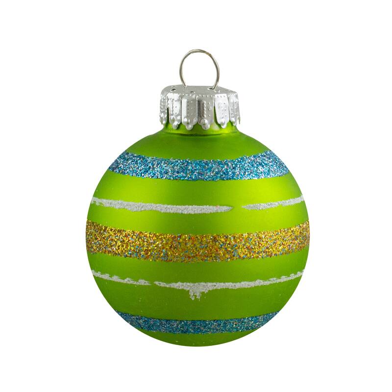 10ct Green and Blue Matte Glass Christmas Ball Ornaments 1.75" (45mm)