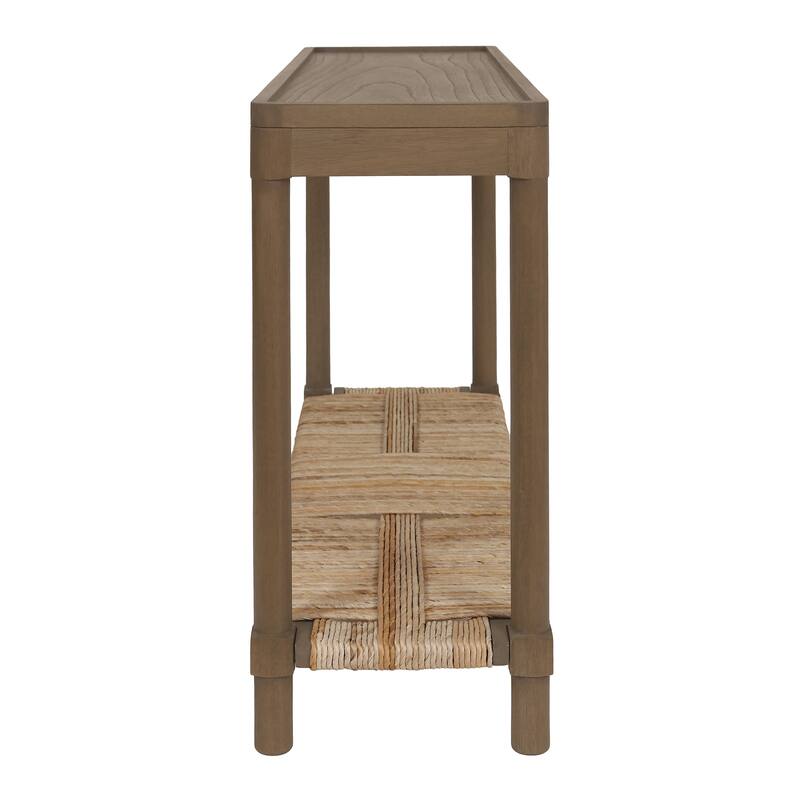 Asher Wood Tray Top Console Table with Rush Shelf by East at Main