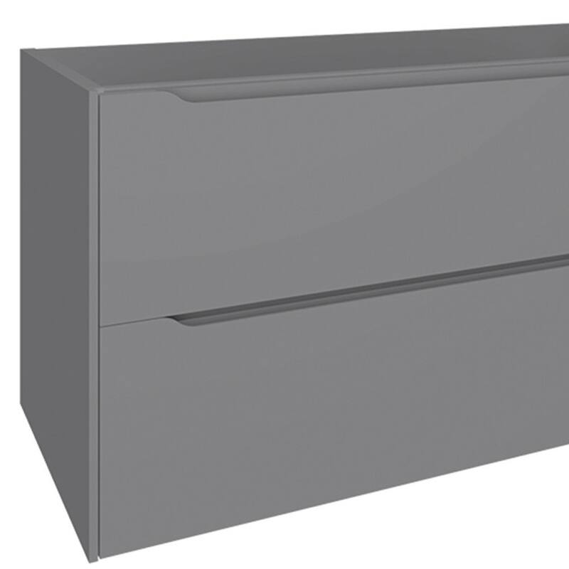 HomeRoots 48" Gray Wood Floating Bathroom Vanity With White Sink And Two Drawers - 48.00 in. x 18.00 in. x 19.00 in.
