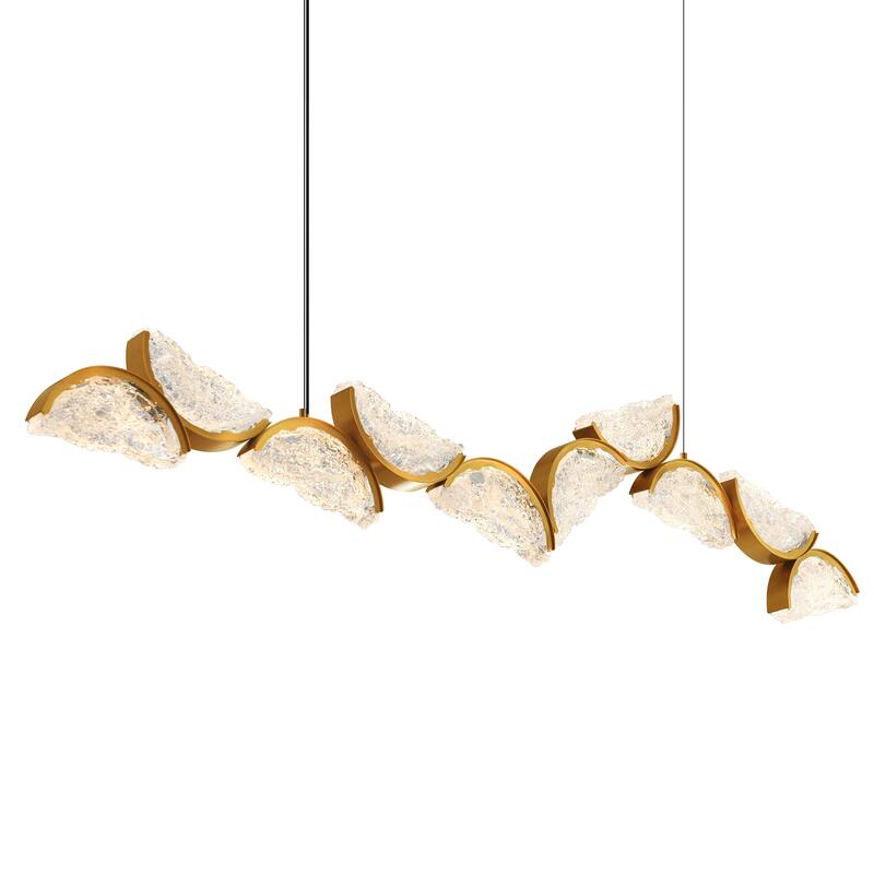 Moon Integrated LED 70in Brass Chandelier with Handcrafted Glass