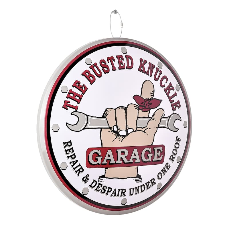 American Art Decor Round Dome Metal Sign - 15" x 15" - Car Garage Sign