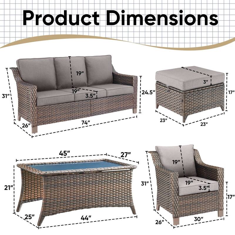 Pocassy Outside Sofa with Swivel Chair Set