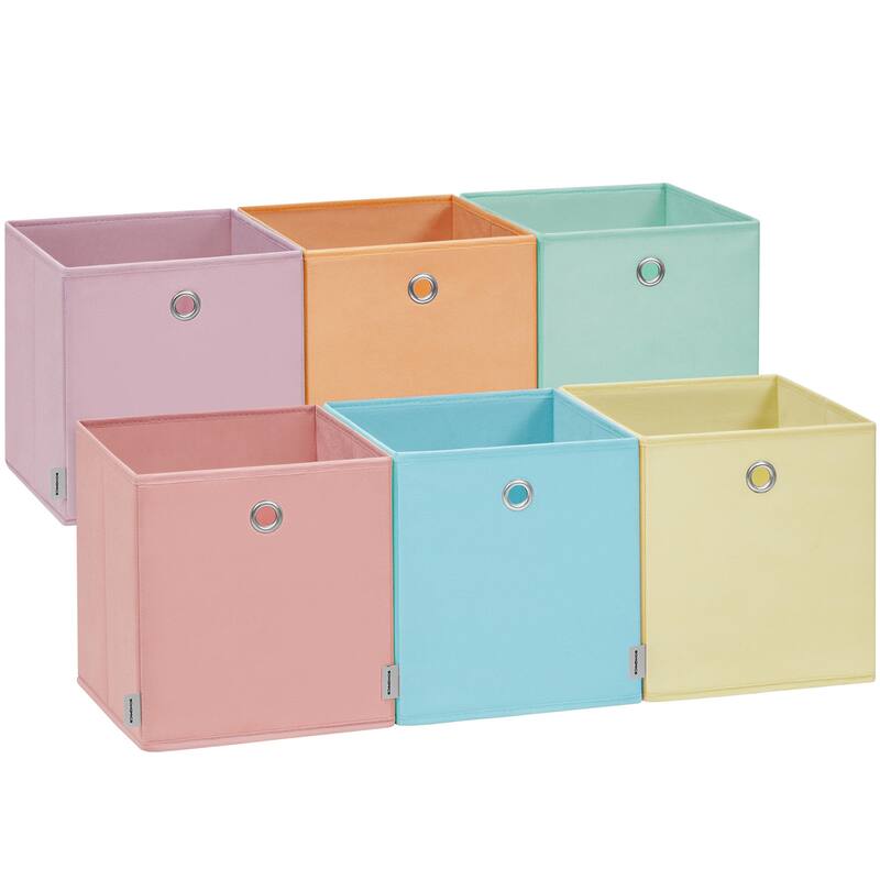 Set of 6 Colorful Foldable Fabric Cubes Storage Bins with Lids for Closet Bedroom or Living Room
