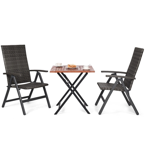 Costway 3pcs Patio Rattan Folding Reclining Chairs Table Set Costway 3pcs Patio Rattan Folding Reclining Chairs Table Set Indoor Outdoor Furniture Of 3