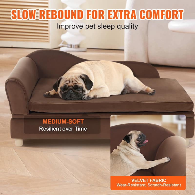 Dark Brown Soft Velvety Large-Sized Dogs and Cats Dog Couch Suitable for Any Room or Clinic - 36” x 23” x 16”