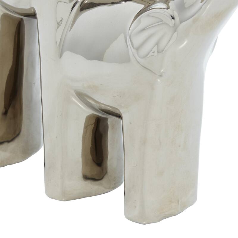 Ceramic Elephant Decorative Sculpture - Silver - Roche River Decor