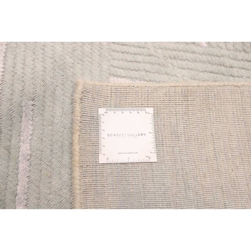 ECARPETGALLERY Hand Loomed Elysian Light Green Viscose, Wool Rug - 8'1 x 10'0