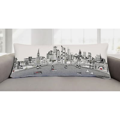 HomeRoots 35" White Frankfurt Daylight Skyline Lumbar Decorative Pillow