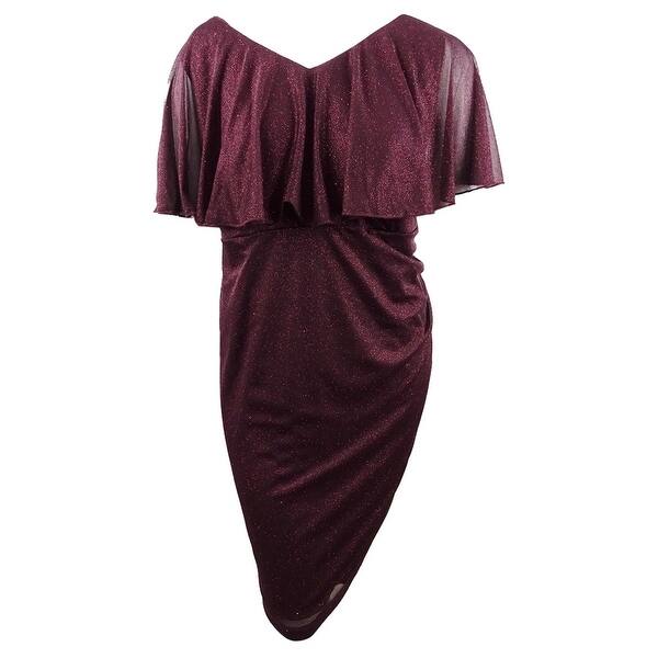 Shop Connected Women S Plus Size Metallic Popover Dress 22w