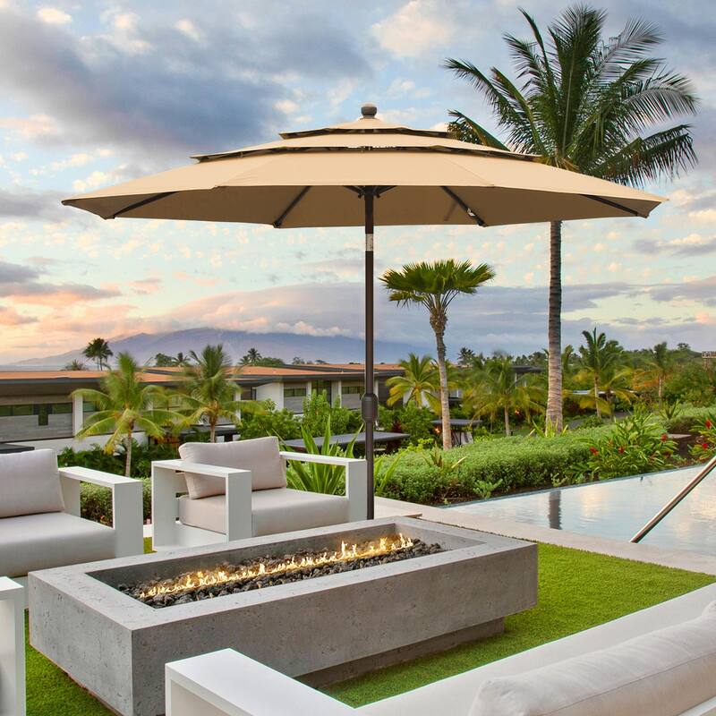 Aoodor Patio Umbrella 10 ft. for Dining Table Outdoor Market Yard Use 3 Tier Ventilation (Umbrella only)