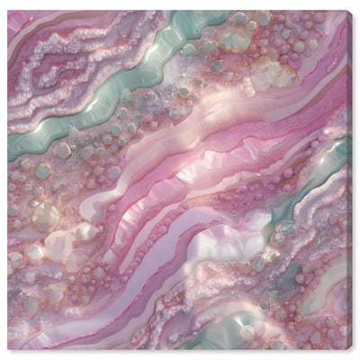 Pink and Mint Crystal I Canvas by Art Remedy, Gallery Wrapped