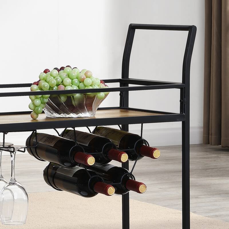 FirsTime & Co. Francesca Bar Cart, Metal Frame, Wood/Glass Top