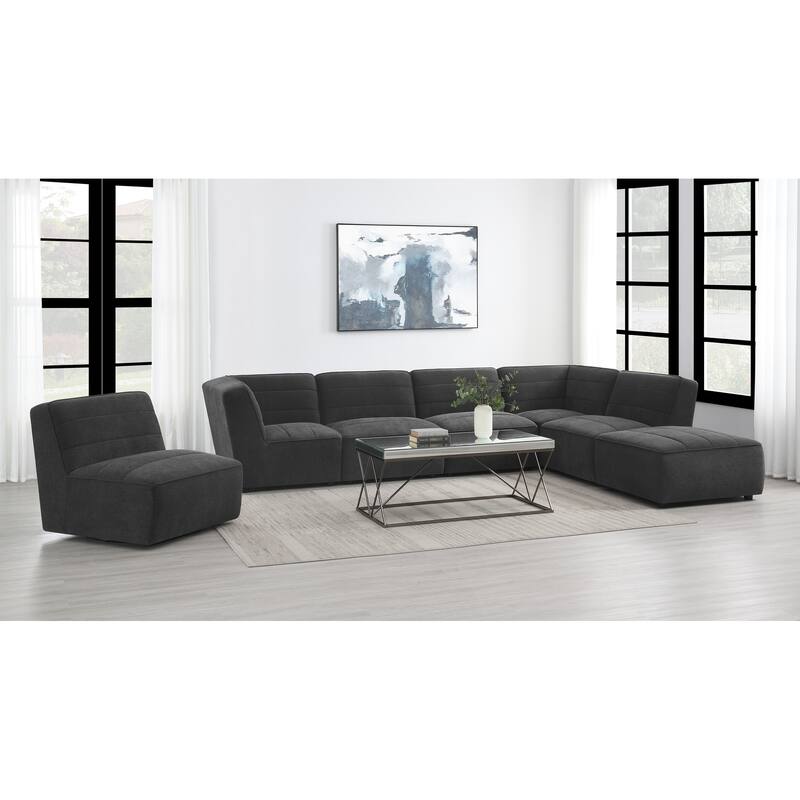 Vincent Dark Charcoal Upholstered Square Ottoman