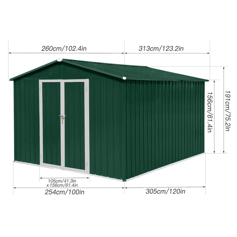 GDFStudio - Olivia Hayes Spacious and Durable Metal Garden Shed for Secure Outdoor Storage