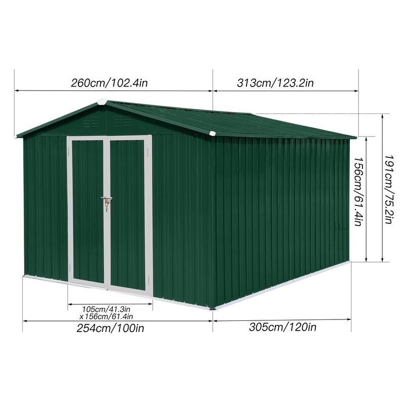 Metal garden sheds 10ftx8ft outdoor storage sheds