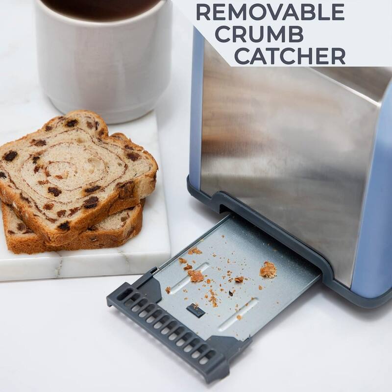 Rae Dunn Toaster, Stainless Steel 2 Slice Square Toaster, Wide Slot with 5 Browning Levels, with Bagel, Defrost