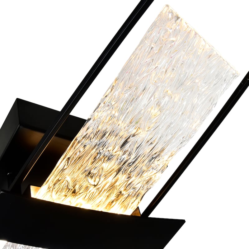 Guadiana Integrated LED 8in Black Wall Light with Handcrafted Glass