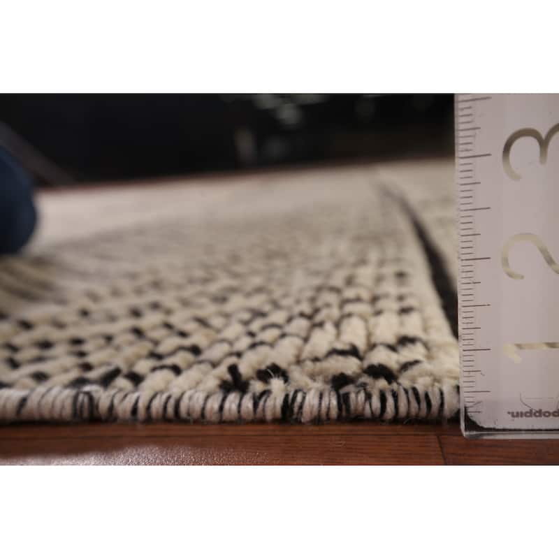 Geometric Moroccan Area Rug Handmade Wool Carpet - 7'10" x 11'1"