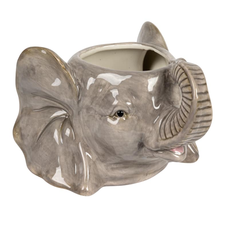 Ceramic Elephant Head Planter - 6.6"L x 6.6"W x 4.8"H